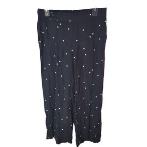 LOFT Womens Size PS Black White Polka Dot Elastic Waist Square Pants